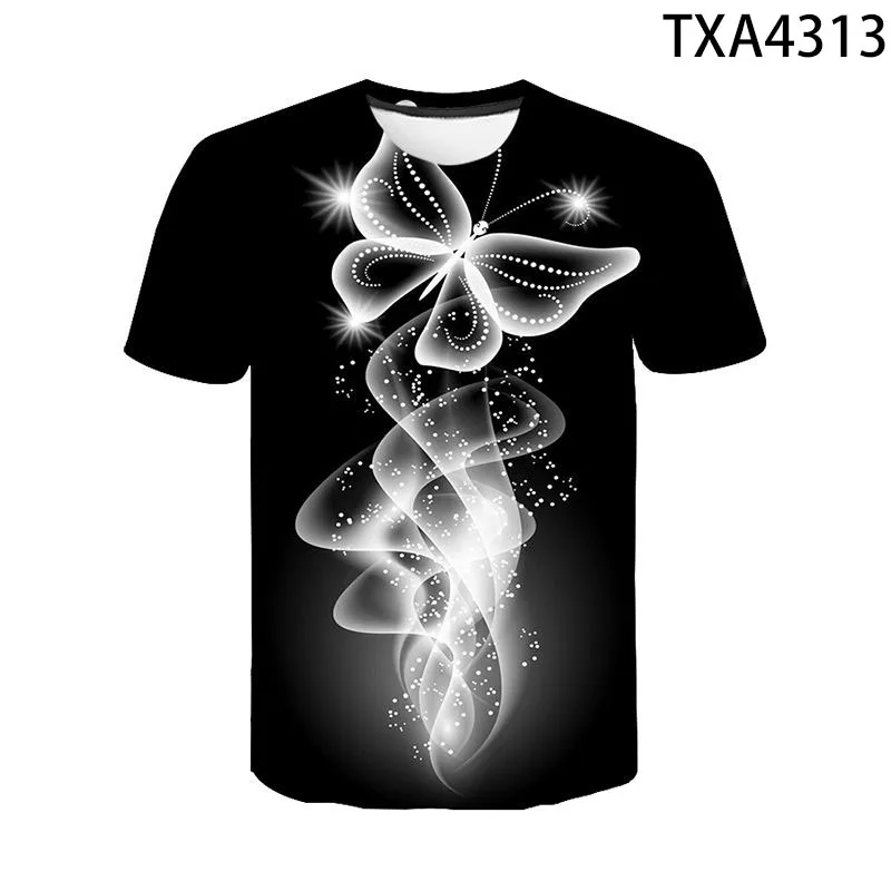 

3D Print Butterfly T Shirt Men Women Children Summer Short Sleeve Flower T-shirt Streetwear Tee Insect Cool Boy Girl Casual Tops