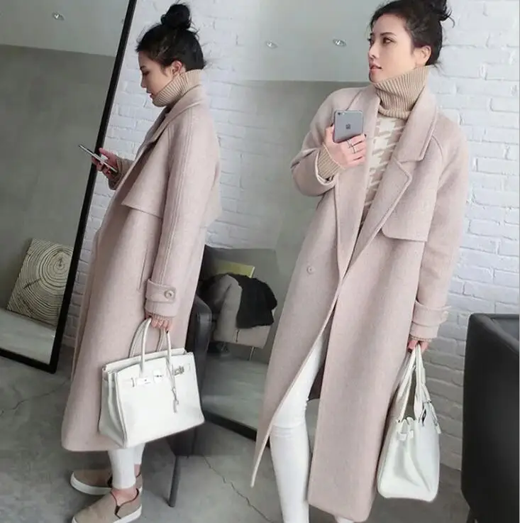 Новинка 2020 весеннее шерстяное пальто для женщин длинное женское черное зимнее