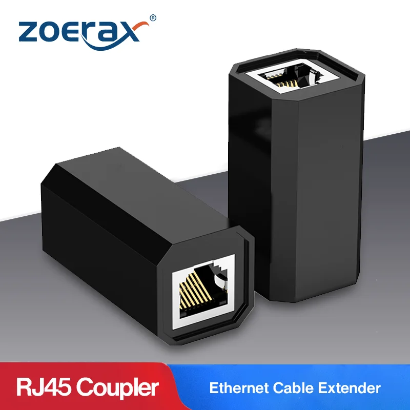 ZoeRax 5PCS Keystone Jack RJ45 Coupler Ethernet Inline Connector Plugs for Cat5e Cat6 Cat7 Lightning Protection Extender Adapter