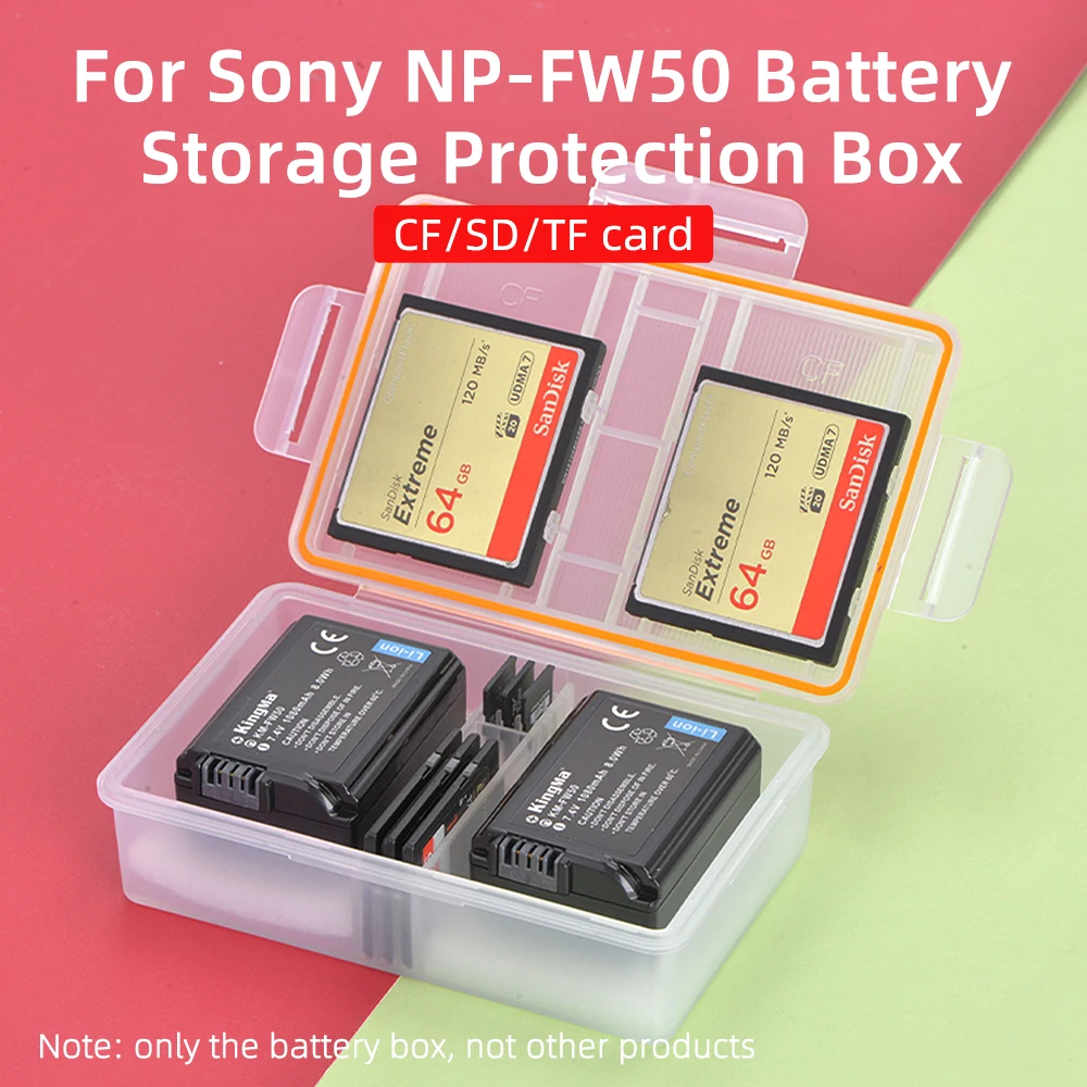 

KingMa NP-FW50 Plastic Battery Case Holder Battery Storage Box For Sony NP-FW50 Battery DSC-RX10M2 A5100 A6000 A6100 A6300