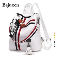 luxury female backpacks high quality leather tassel backpack for girls ribbon school bags large shoulder bag 8 colorstravel bag