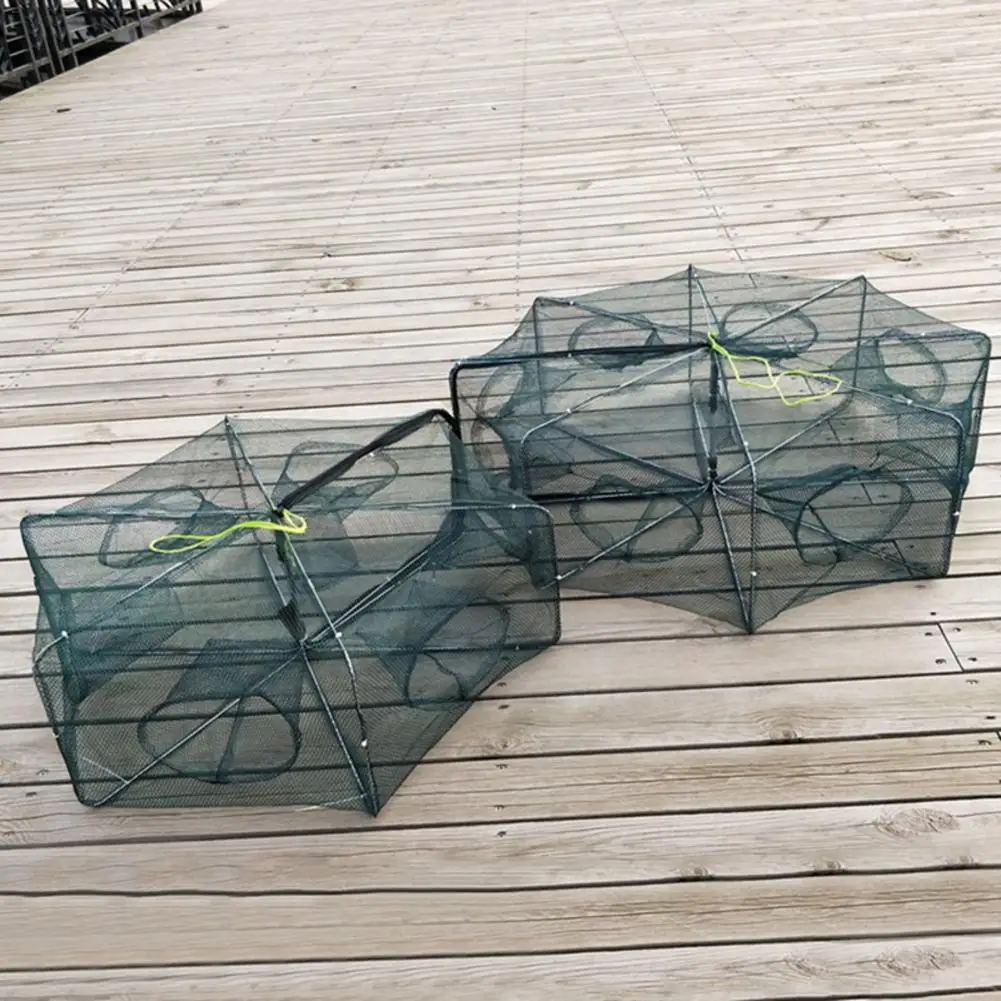 

6/8/12Holes Folded Portable Hexagon Fishing Net Crayfish Fish Automatic Trap Shrimp Carp Catcher Cages Mesh Nets