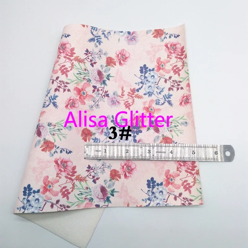 1 шт. А4 Размер 21х29см Алиса Блестящий розовый цветочный принт искусственная кожа