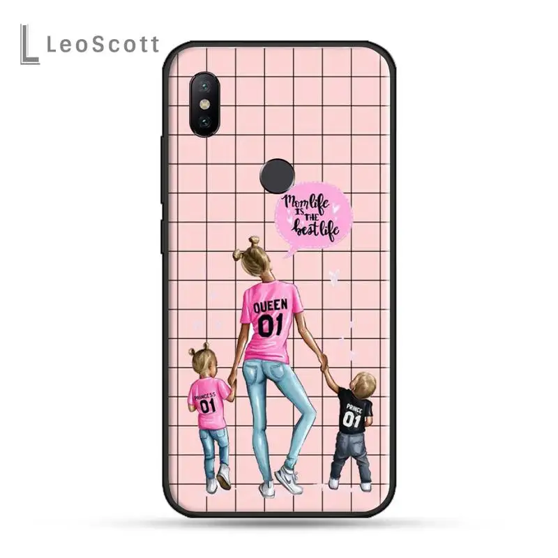 

girl Queen Mom baby pink grid Phone Case For xiaomi Redmi 5 5A plus 7A 8 note 2 3 4 5 5A 6 7 GO K20 A2