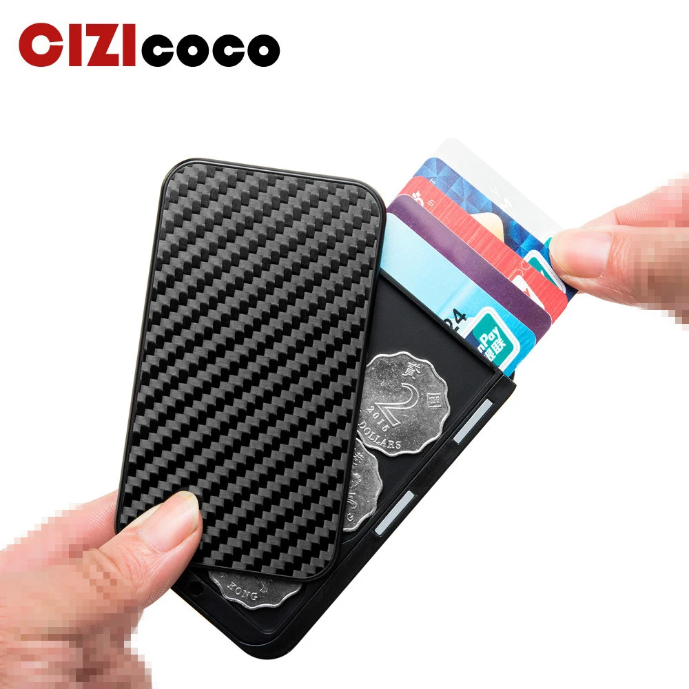 Мужской кошелек Cizicoco из углеродного волокна стильный мини с технологией Rfid