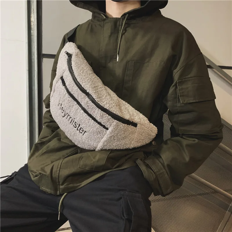 Вышитая буквенная Женская поясная сумка дорожная через плечо уличная плюшевая