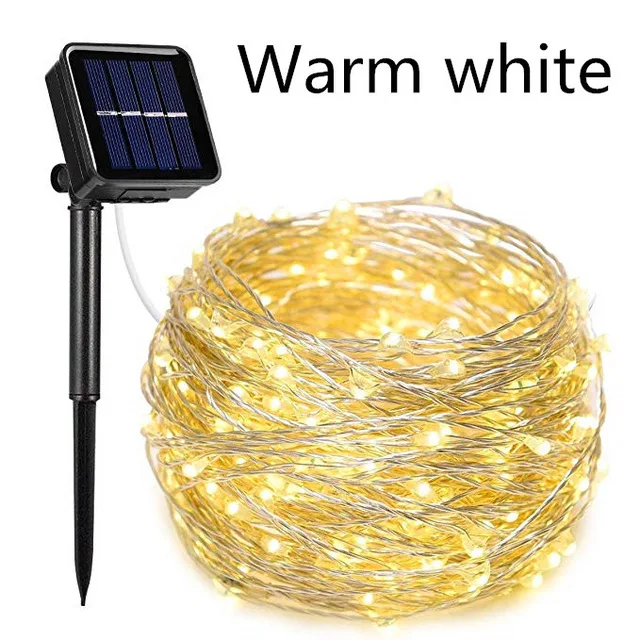 Warm white Светодиодный светильник на солнечной батарее светодиодный 100 светодиодный s/200 светодиодный s/300 светодиодный s 8 функция открытый водонепроницаемый Рождественский декоративный светильник s stri - Испускаемый цвет: Warm white