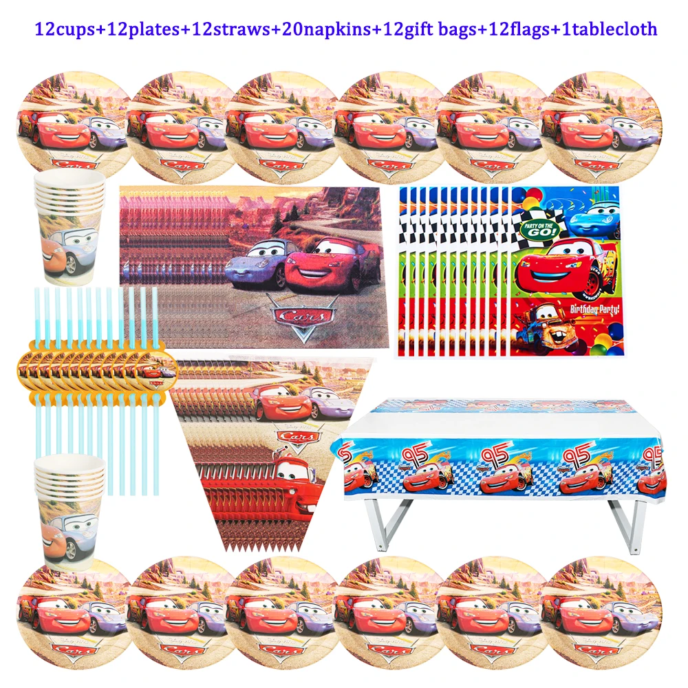 

Disney Cars Lightning McQueen Theme Party Supplies Disposable Tableware Boy Birthday Decoration Baby Shower Celebrate Gifts