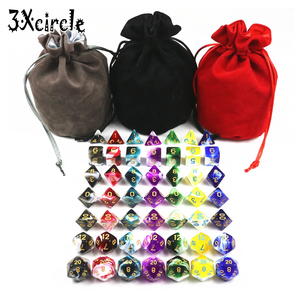 Лидер продаж 49 кубики шт./партия набор Игральный костей из D4 D6 D8 D10 % D12 D20 7 разных