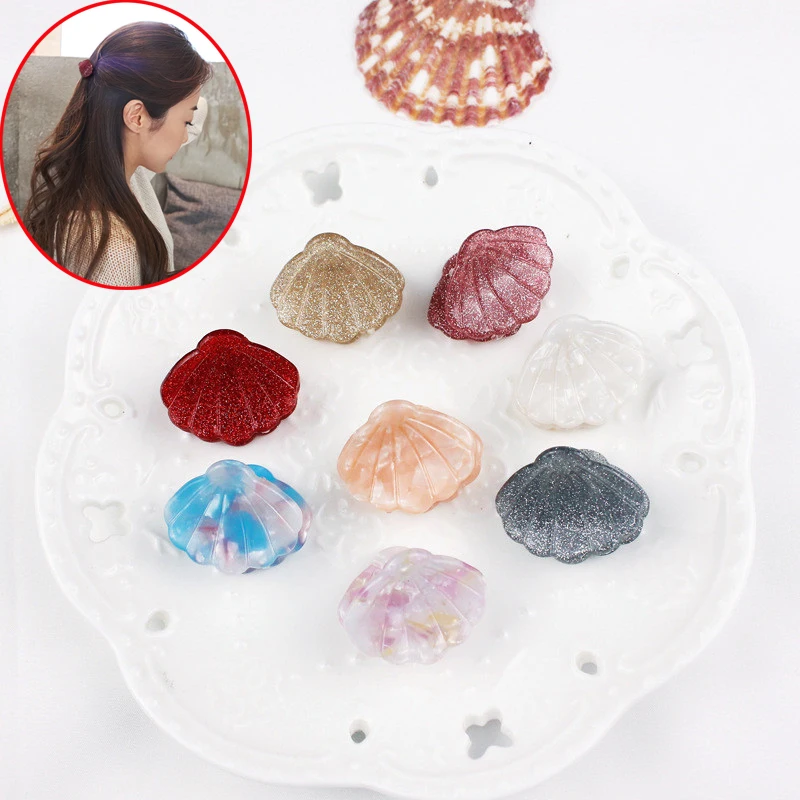 Заколка для волос в виде ракушки маленькая блестящая акриловая краб женщин и