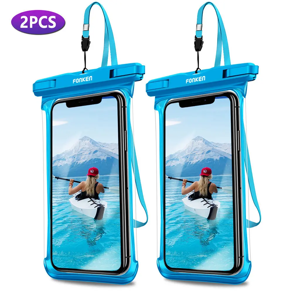 2 Pcs Blue Case FONKEN полный вид водонепроницаемый чехол тропический лес пустыня снег прозрачные чехлы Сухой Мешок Подводный плавательный чехол Чехлы для мобильных телефонов - Цвет: 2 Pcs Blue Case