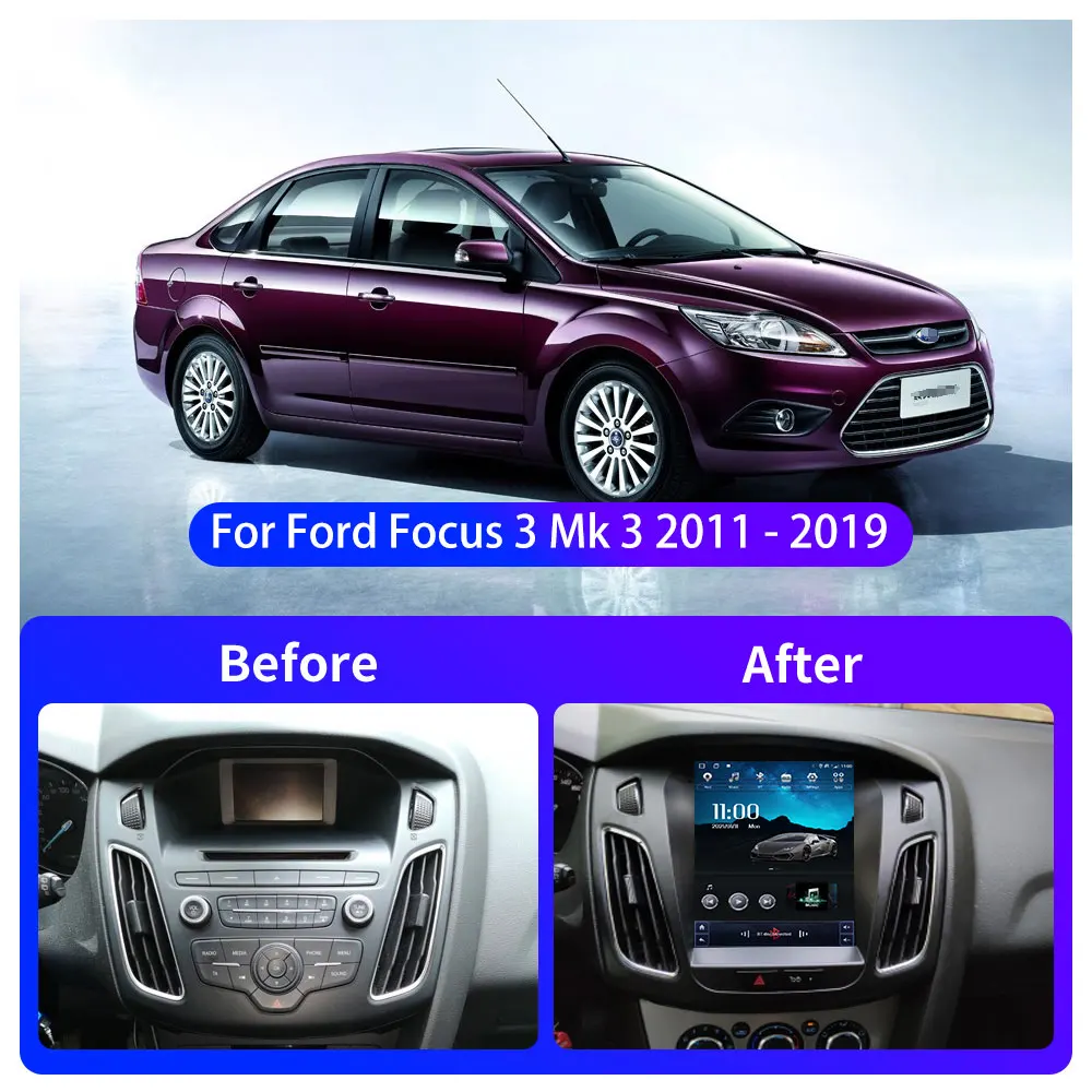 $142.41 EKIY Android 10 Car GPS For Ford Focus 3 Mk 3 2011 - 2019 Navigation Radio Stereo Multimedia Vertical Tesla Screen BT 2 DIN no