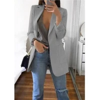 women blazer jackets spring autumn casual plus size fashion basic notched slim solid coats office ladies outwear chic loose coat