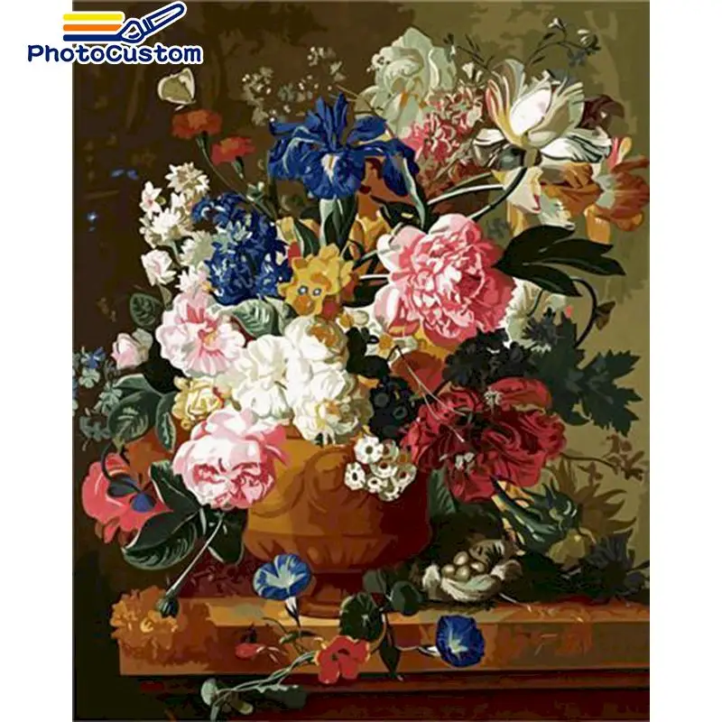 

PhotoCustom Acrylic Frame Painting by numbers Flowers Diy Zero basis For Adult and Child painting by numbers Acrylic home decor
