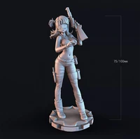 124 75mm 118 100mm resin model lovely girl soldier figure sculpture unpaint no color rw 502