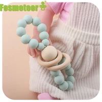 fosmeteor wooden rattles for kids montessori baby toys educational toys bed bell wood ring sensory baby gym toy chew teether