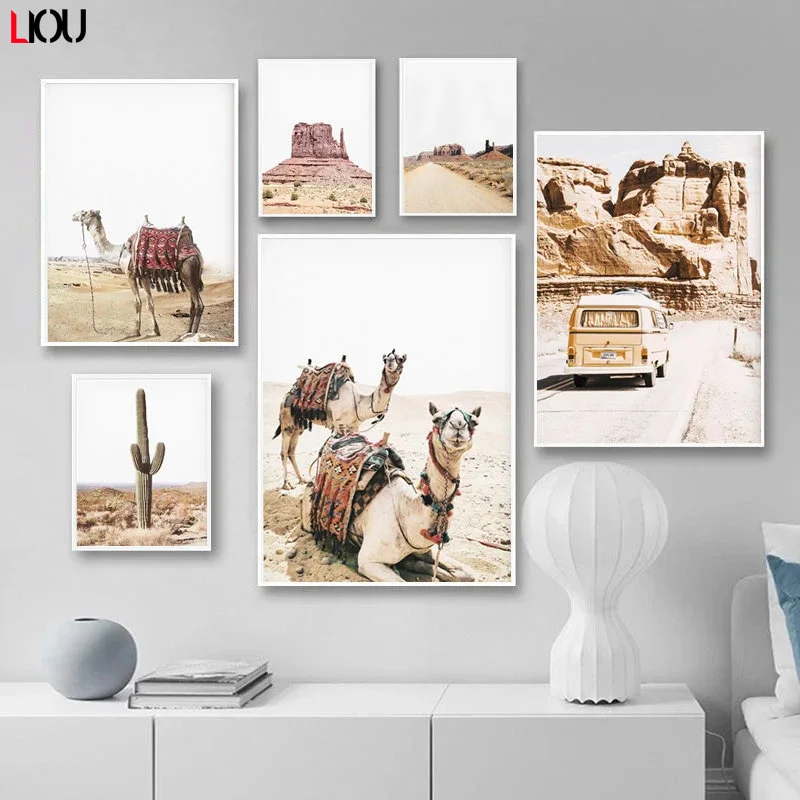 Картина на холсте С КАКТУСОМ пустыни художественный плакат в скандинавском