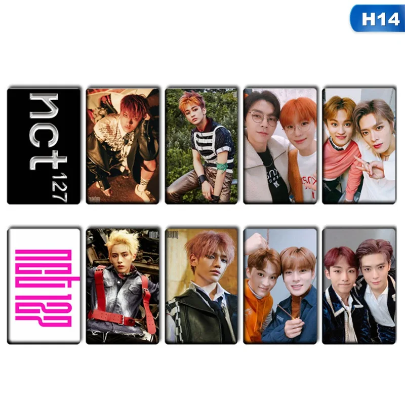 H14 10 шт./компл. k-pop NCT 127 мини-альбом карты с кристаллами наклейки автограф фотокарты бумажные карты - Цвет: H14