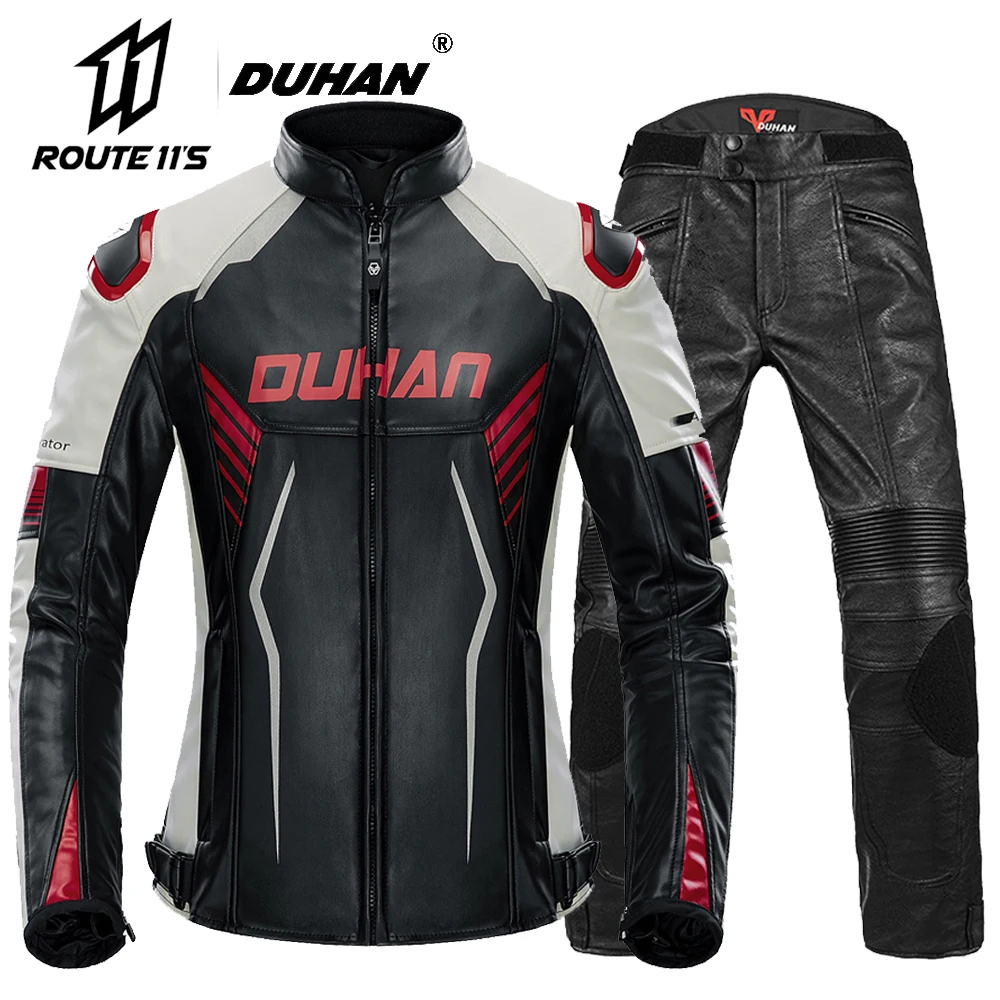 

DUHAN Motorcycle Jacket Women Leather Moto Jackets Jaqueta Motociclista Waterproof Motorcycle Riding Anti-drop Racing Suit