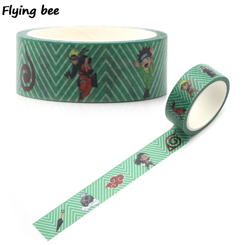 

20pcs/lot Flyingbee 15mmX5m Paper Washi Tape Anime Adhesive Tape DIY Scrapbooking Sticker Cool Label Masking Tape X0326