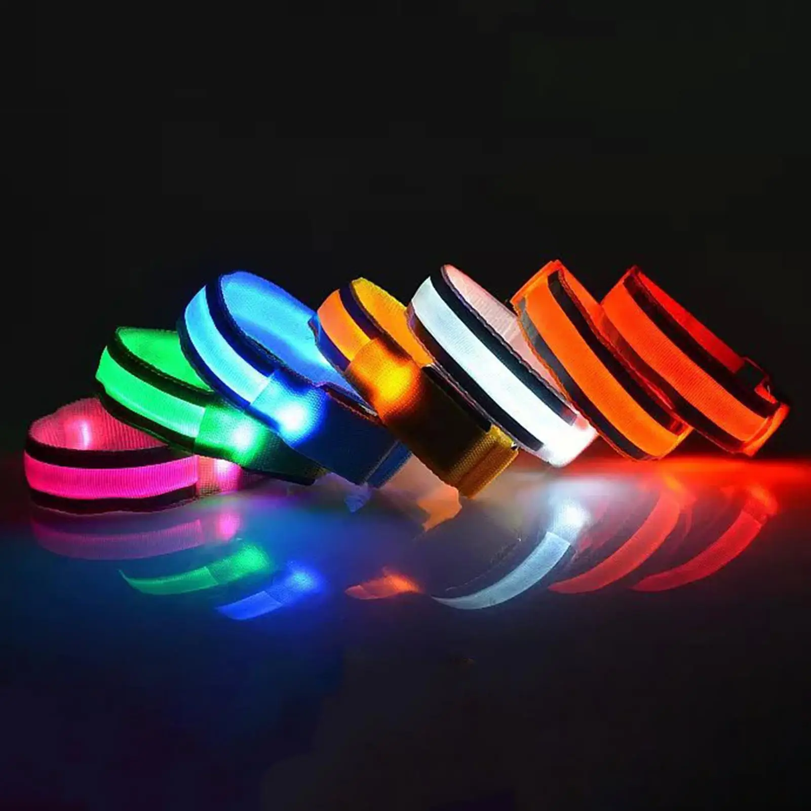 

LED Riding Running Armband Arm Ring Luminous Double Reflective Strip Wrist Belt