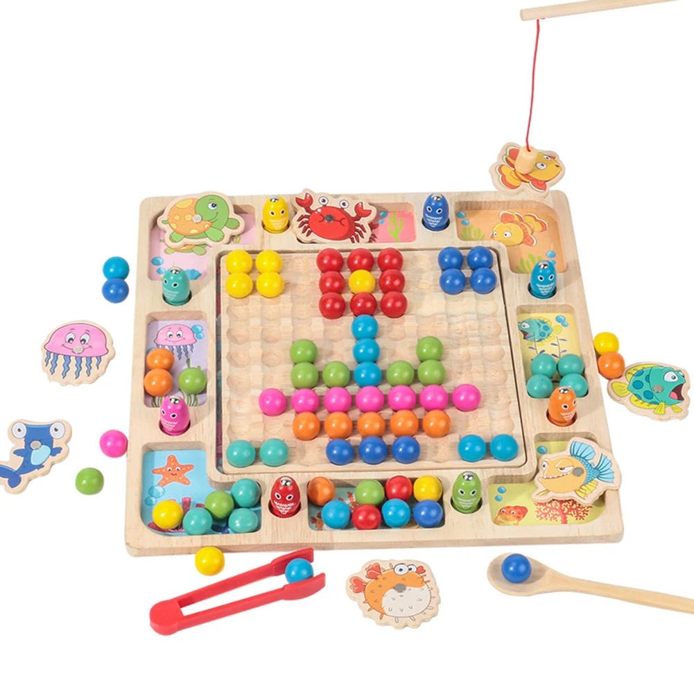 

Деревянные игрушки Монтессори для детей, руки, мозг, тренировочный зажим, бусины, головоломка, Настольная математическая игра, детская игру...