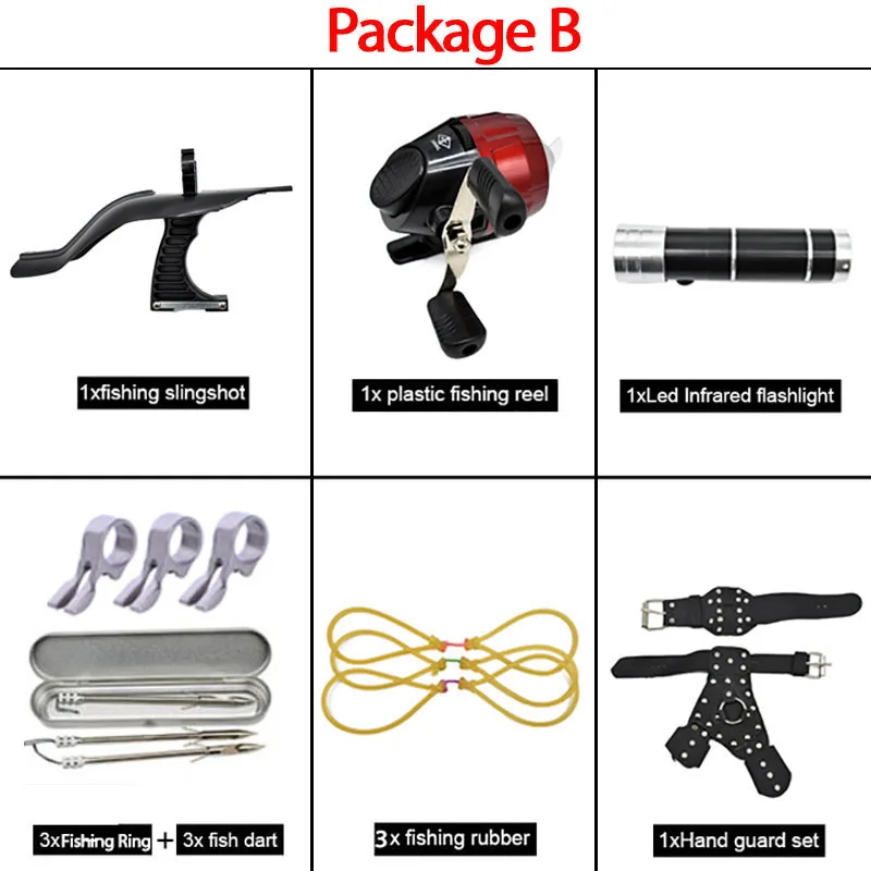 

Powerful Hunting Fishing Slingshot Set Hunting Catapult Suit Fishing Reel Dart Outdoor Shooting Fishing Set