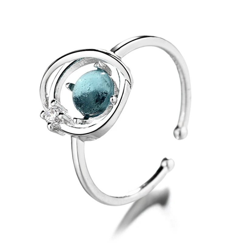 Новая коллекция изящных романтических регулируемых колец с голубыми планетами и