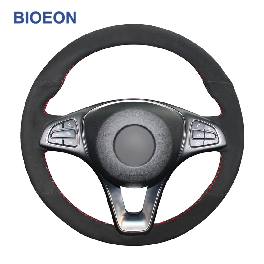 

Hand-Stitched Black Synthetic Suede Car Steering Wheel Covers for Mercedes Benz C180 C200 C260 C300 B200 E200 E300 CLS260 CLS300