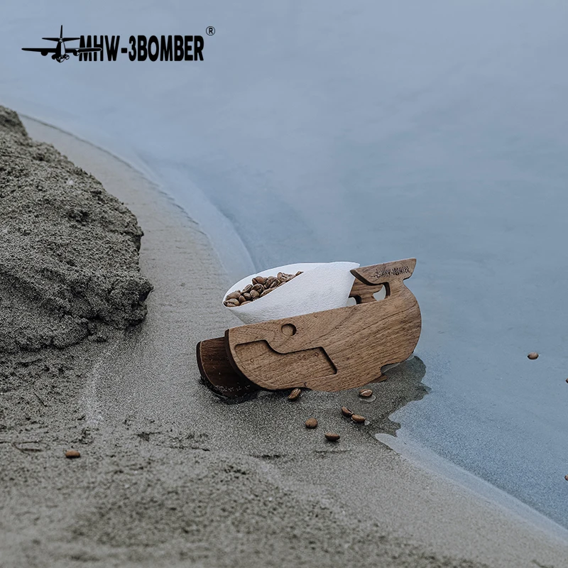 

Walnut Wood Whale Shape Filter Paper Holder Espresso Coffee V60 Container Barista Tools Reusable Drip Coffee Hand Brewing