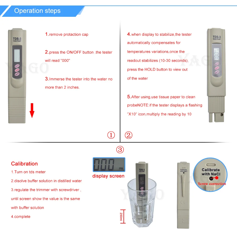 Yieryi портативный цифровой TDS измеритель качества воды тестер+ PH метр с ATC для Аквариума Бассейн воды Ручка Тип