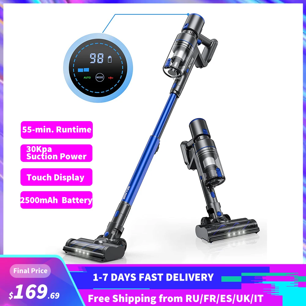 

Handheld Cordless Wireless Vacuum Cleaner 30KPa Suction Power, 55 Mins WorkingTime with Touch Display Litter Clean Appliance