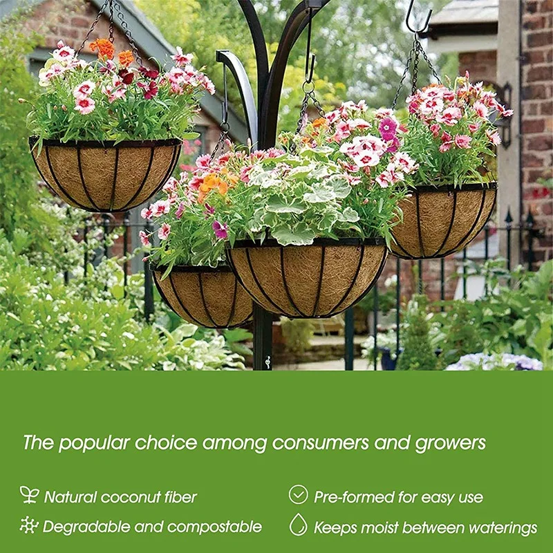 

Hanging Baskets Coconut Fiber Planters, Coconut Fiber Liners, Suitable for Wall Hanging Baskets, Garden Pots