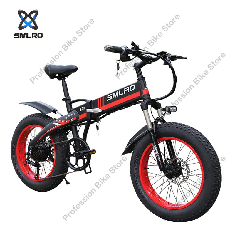 Kaufen SMLRO S9F S9 Elektrische Bike 20 Zoll Rad Erwachsene Folding Berg Fett Fahrrad 800W 48V 15AH Straße E-Bike Elektromobil Mobilität