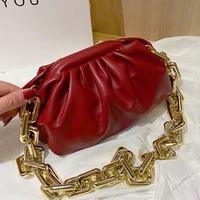 luxurious gold chain handbag 2020 pu leather thick chain cloud bag shoulder bag fashion simple crossbody bag