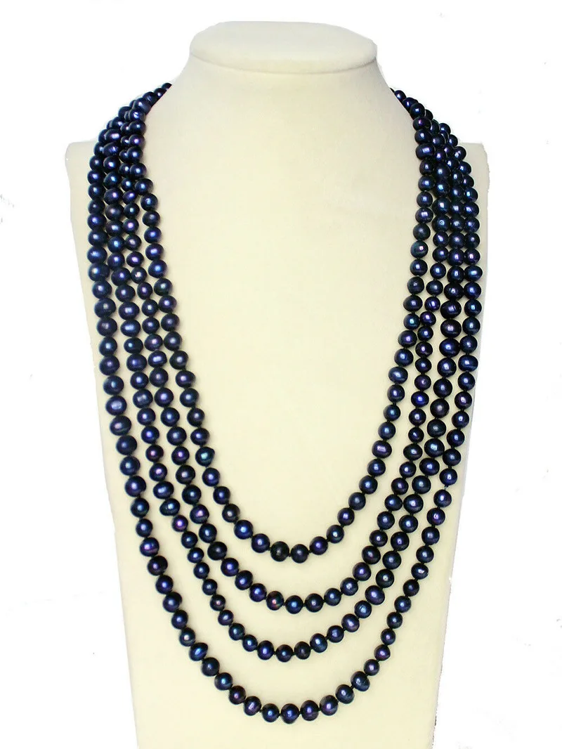 

5,5-6,5 мм классическое 100 дюймов подлинное белое черное культивированное ожерелье с пресноводным жемчугом