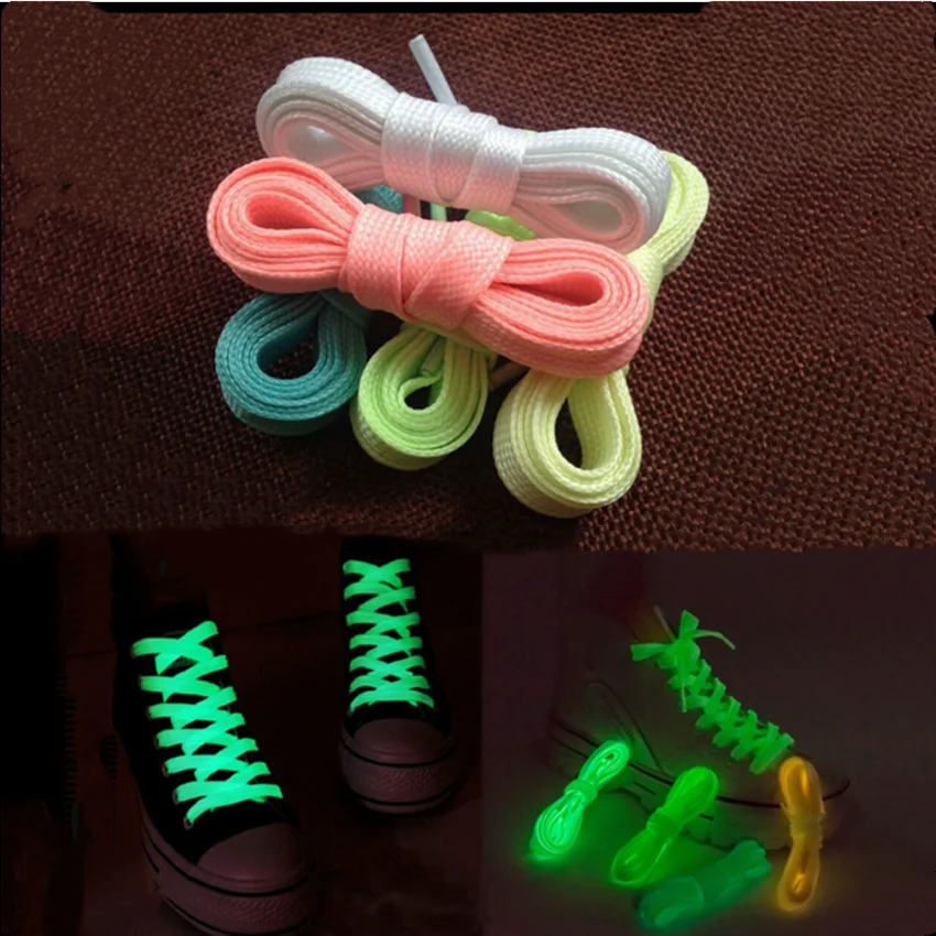 

1 Pair Colorful Rainbow Fluorescent Shoelace Dark Night Luminous Shoelaces Flat Sneakers Canvas Shoe Laces Glow 80/100/120cm
