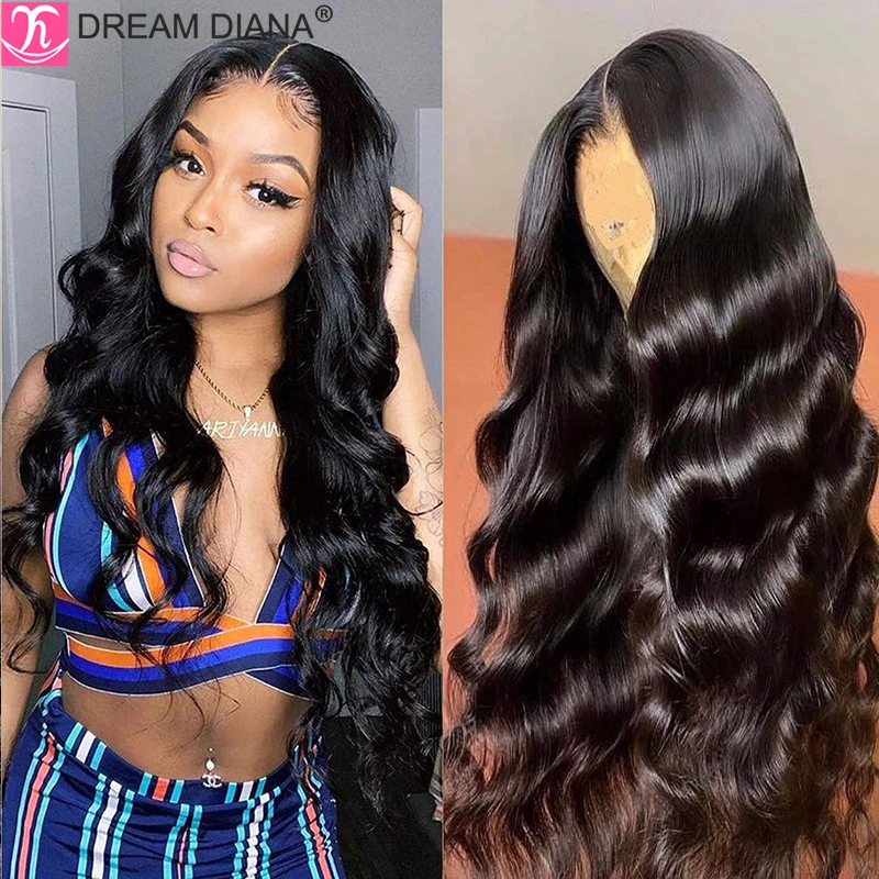 

DreamDiana Remy Brazilian Hair Body Wave Wigs Glueless 13 x 1 Middle Part Lace Wigs Transparent Lace 100% Human Hair Lace Wigs