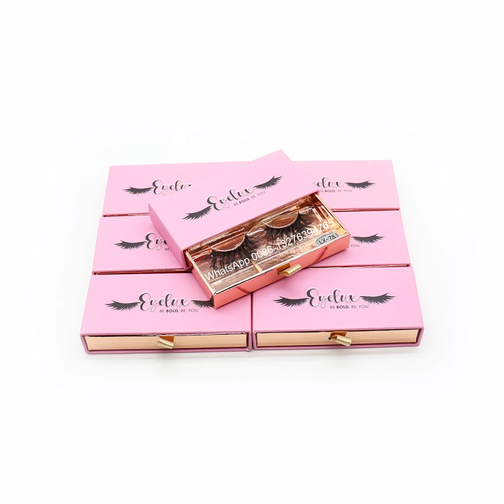 

Pink Private Label Eyelash Packing Box Handmade 3D Mink Eyelashes Wholesale Custom Lashbox Packaging With Logo Free Plastic Tray