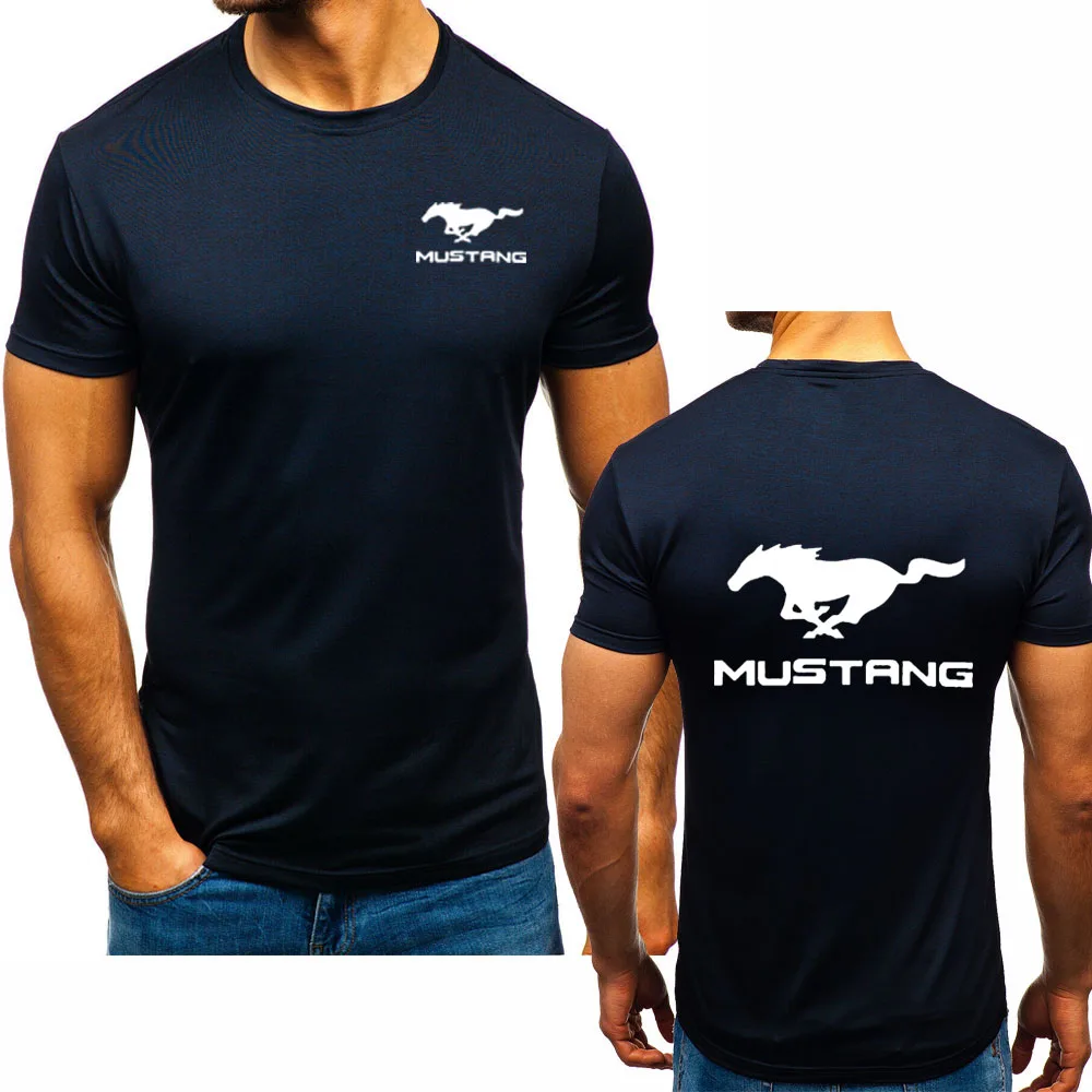 Летняя мужская футболка Mustang с логотипом машины Мужская модная повседневная