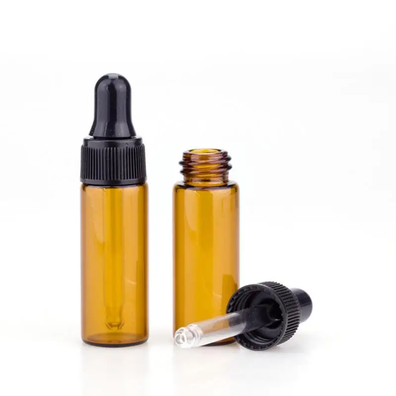 

Amber Mini Glass Bottles 5ml Essential Oil Display Vials With Black Pipette Dropper Lids For EJuice Eliquid LX8608