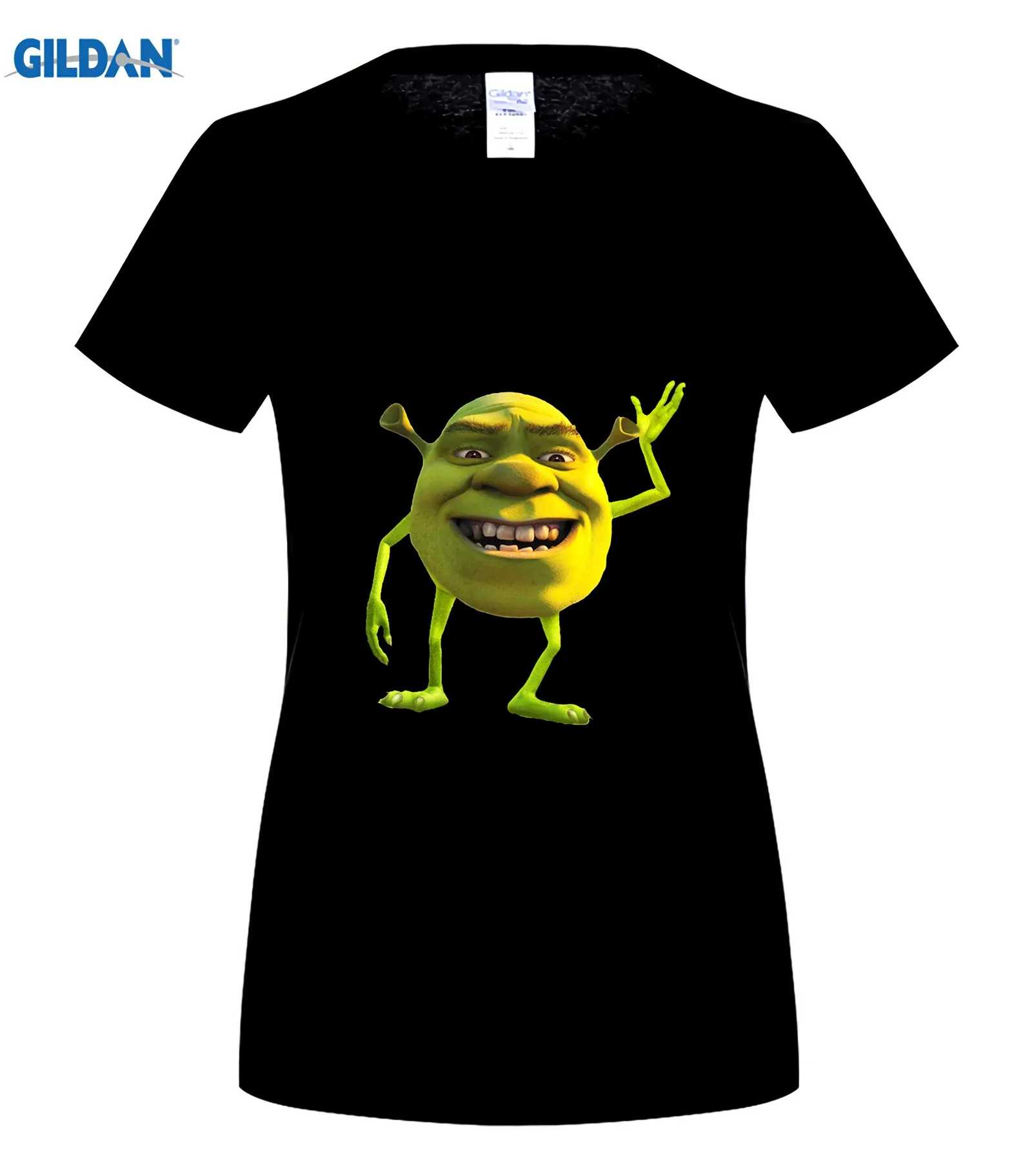 Shrek Wazowski футболка, винтажные Забавные футболки с вырезом лодочкой, хлопковые топы, футболка, повседневный топ с коротким рукавом, Забавные футболки, хлопковые топы, футболка - Цвет: women black