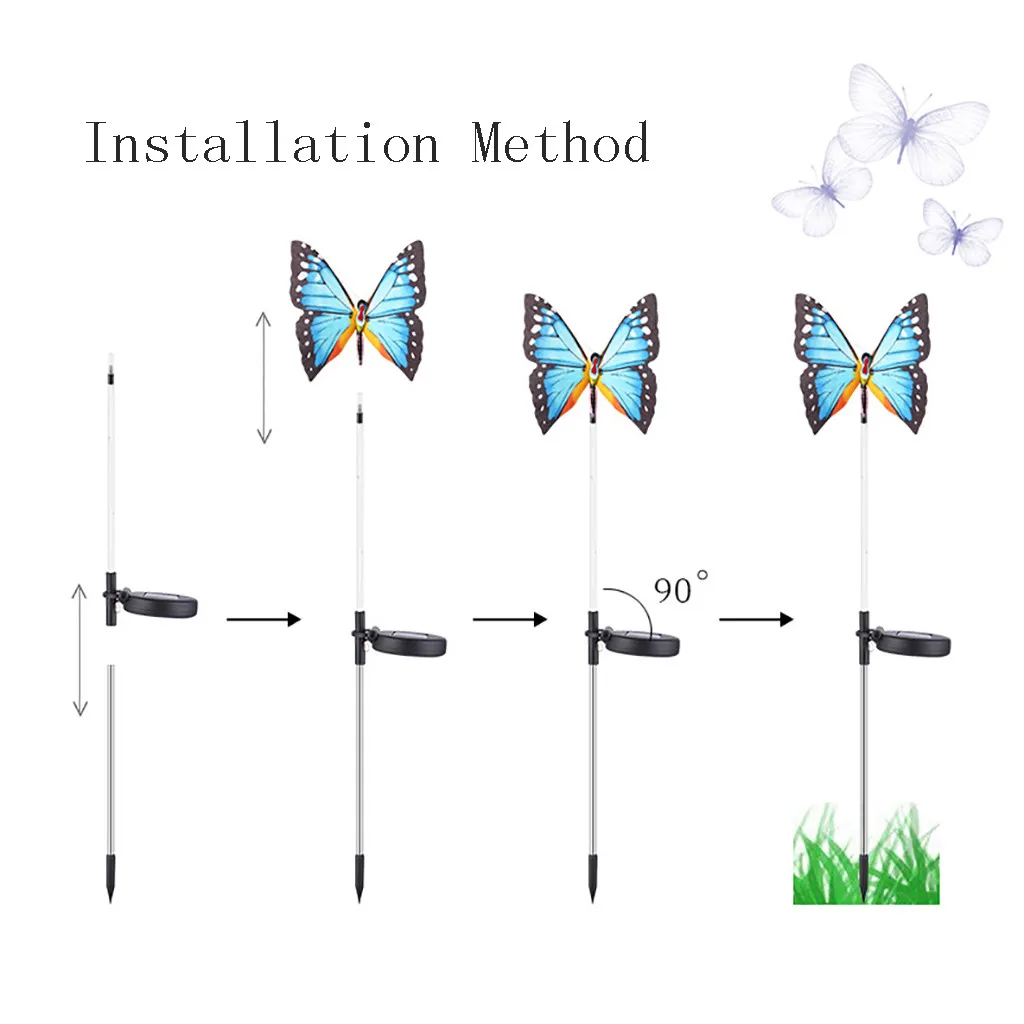 3 шт. бабочка солнечной энергии светодиодный светильник Открытый сад лужайка