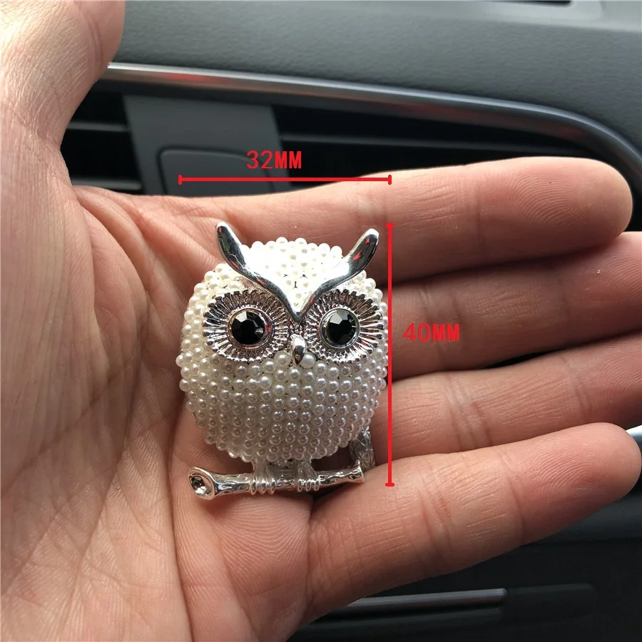 

Metal Lovely Owl Decorative Perfume Car Air Freshener Pearl Cartoon Shape Auto Accessories Air Vents Scent Interior