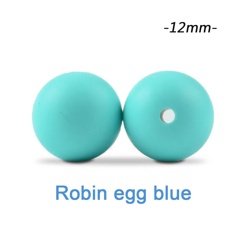 robin egg blue Силиконовые бусины LOFCA, 12 мм, 200 шт, детские силиконовые бусины для прорезывания зубов, Пищевая силиконовая детская соска, ожерелье, подвеска, изготовление продукта - Цвет: robin egg blue