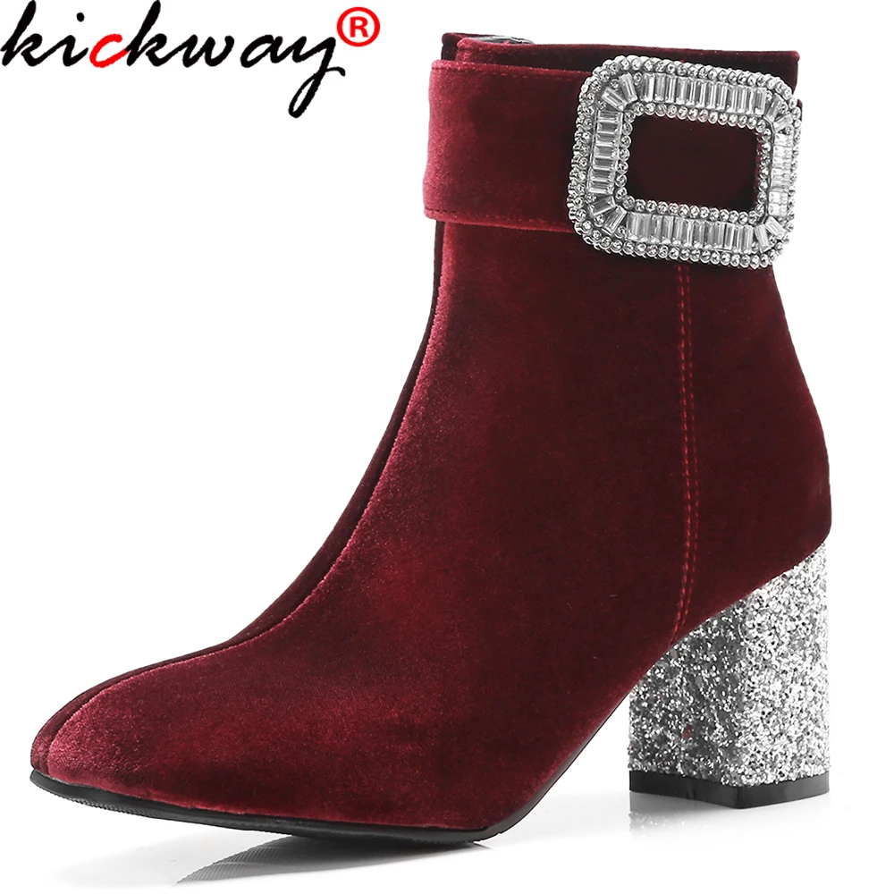 

Модные женские ботильоны; Обувь на платформе с украшением в виде кристаллов; Обувь в стиле панк, готика; Женская обувь на резиновой подошве и...