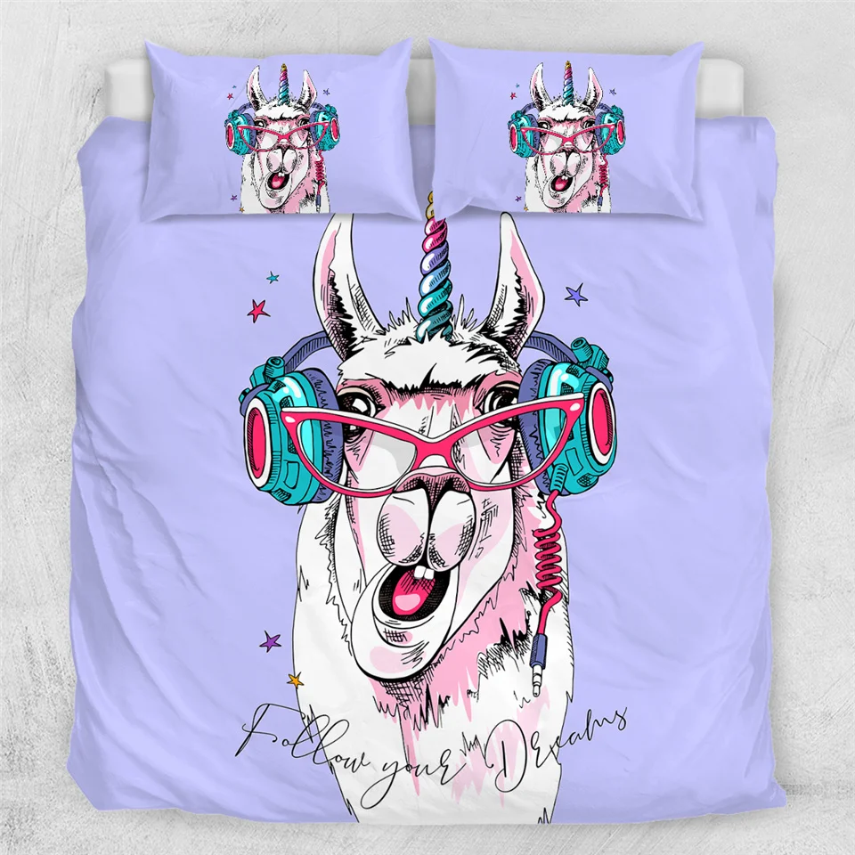 Постельные принадлежности Outlet Llama пододеяльник радужное стекло постельное белье розовый пузырь домашний текстиль Мультфильм Альпака Единорог постельное покрывало для детей