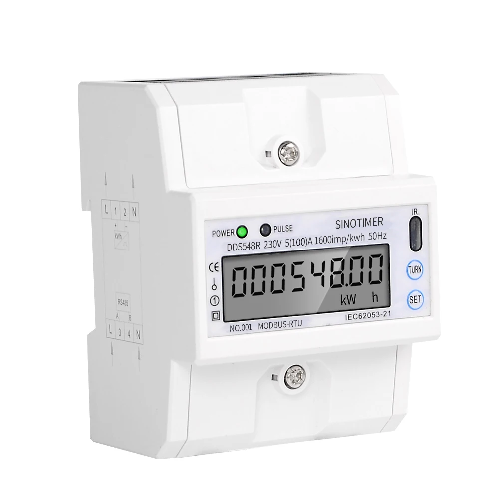 Домашний Modbus RS485 5-100A 230 В измеритель мощности переменного тока однофазный din-рейка ЖК-цифровой дисплей электронный измеритель kwh киловатт час