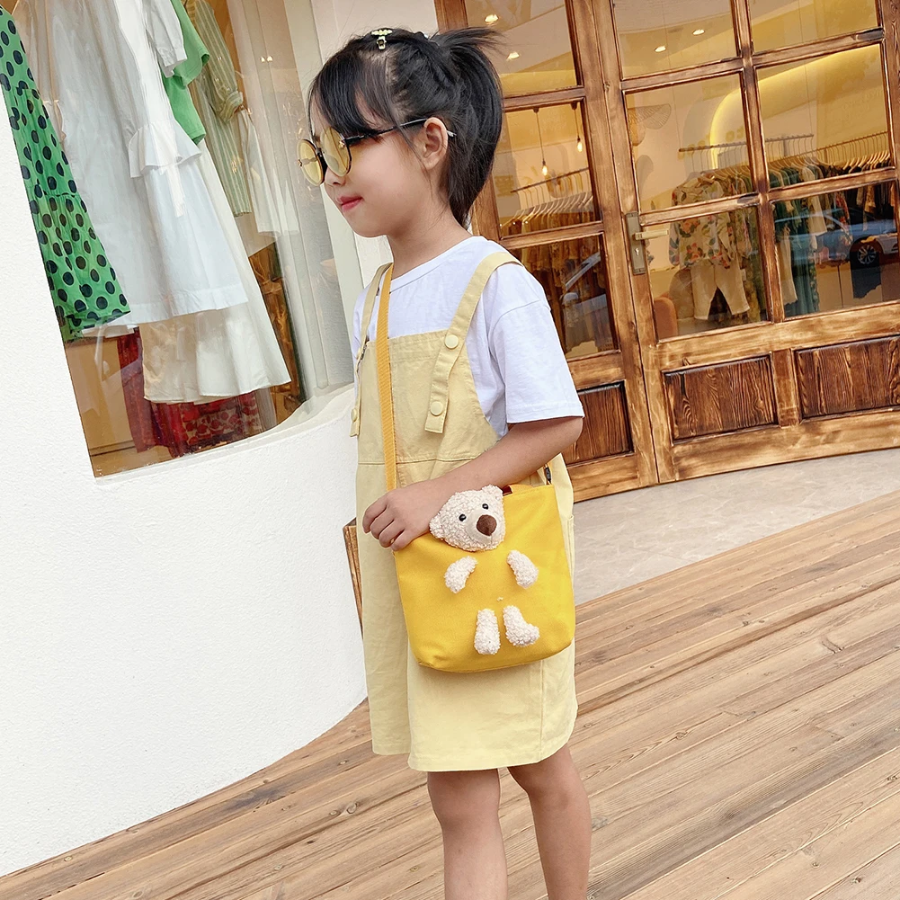 Детская сумка через плечо с милым медведем детская повседневная Холщовая Сумка