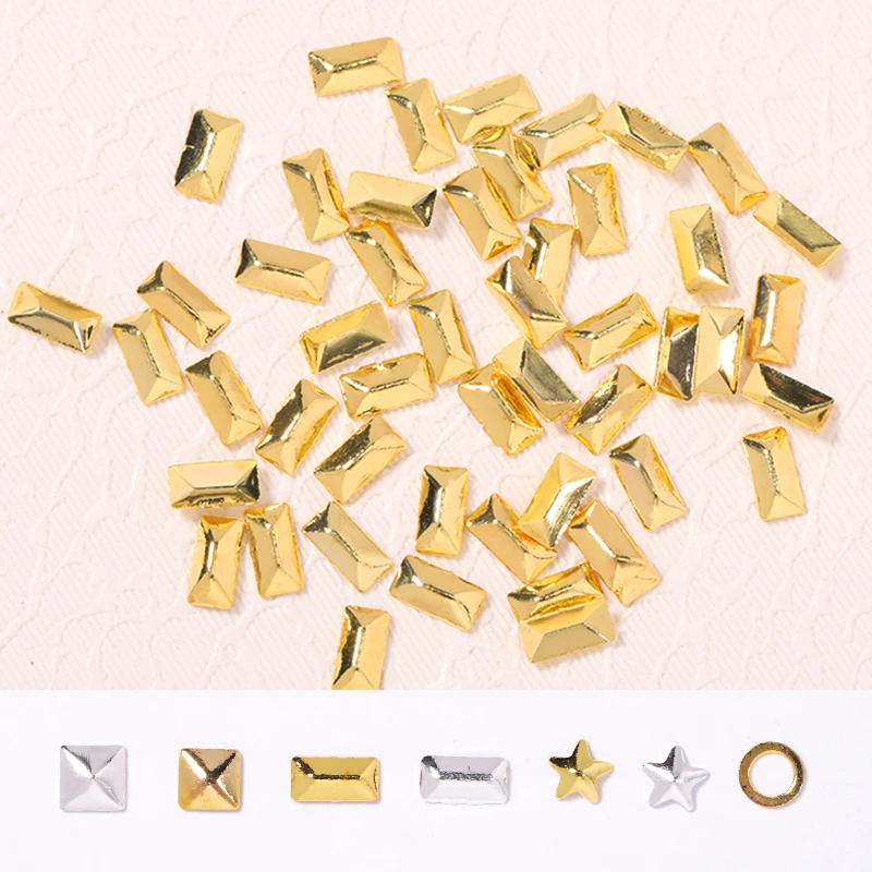 1 сумка золотистые/серебристые заклепки украшение для ногтей пустая звезда